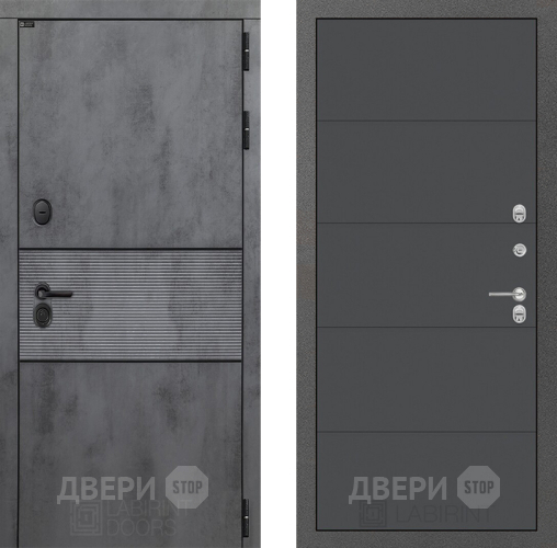 Входная металлическая Дверь Лабиринт (LABIRINT) Инфинити 13 Графит софт в Наро-Фоминске