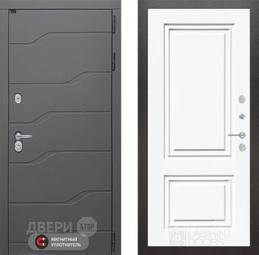 Входная металлическая Дверь Лабиринт (LABIRINT) Ривер 26 Белый (RAL-9003) в Наро-Фоминске