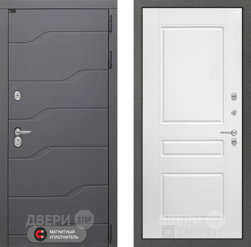 Входная металлическая Дверь Лабиринт (LABIRINT) Ривер 03 Белый софт в Наро-Фоминске