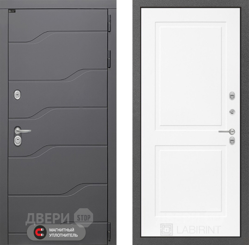 Входная металлическая Дверь Лабиринт (LABIRINT) Ривер 11 Белый софт в Наро-Фоминске