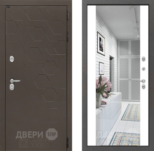 Дверь Лабиринт (LABIRINT) Смоки Зеркало Максимум Белый софт в Наро-Фоминске
