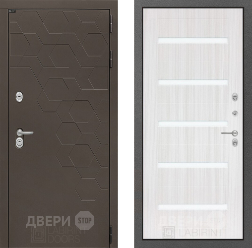 Входная металлическая Дверь Лабиринт (LABIRINT) Смоки 01 Сандал белый в Наро-Фоминске