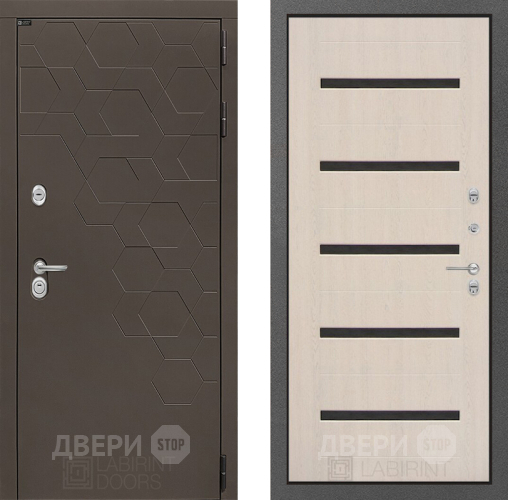 Входная металлическая Дверь Лабиринт (LABIRINT) Смоки 01 Беленый дуб в Наро-Фоминске