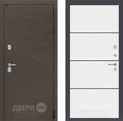 Входная металлическая Дверь Лабиринт (LABIRINT) Смоки 25 Белый софт в Наро-Фоминске
