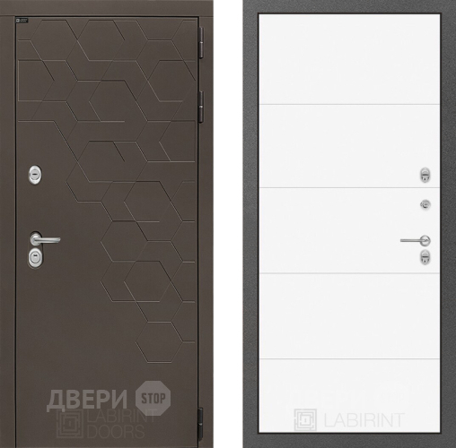 Входная металлическая Дверь Лабиринт (LABIRINT) Смоки 13 Белый софт в Наро-Фоминске