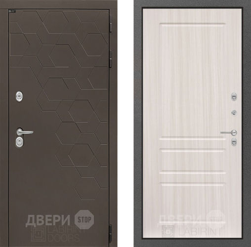 Входная металлическая Дверь Лабиринт (LABIRINT) Смоки 03 Сандал белый в Наро-Фоминске