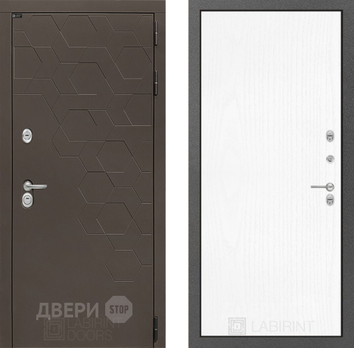 Входная металлическая Дверь Лабиринт (LABIRINT) Смоки 07 Белое дерево в Наро-Фоминске