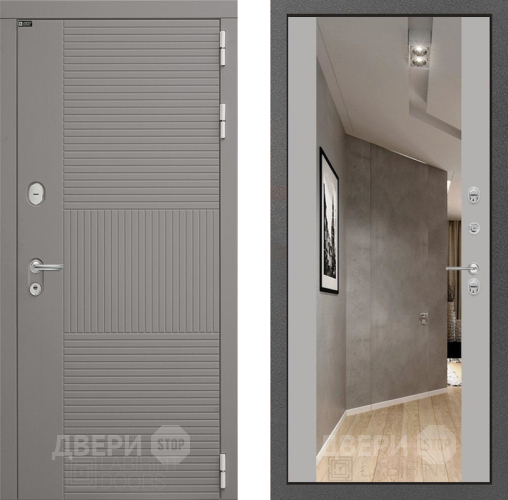 Входная металлическая Дверь Лабиринт (LABIRINT) Формо Зеркало Максимум Грей софт в Наро-Фоминске