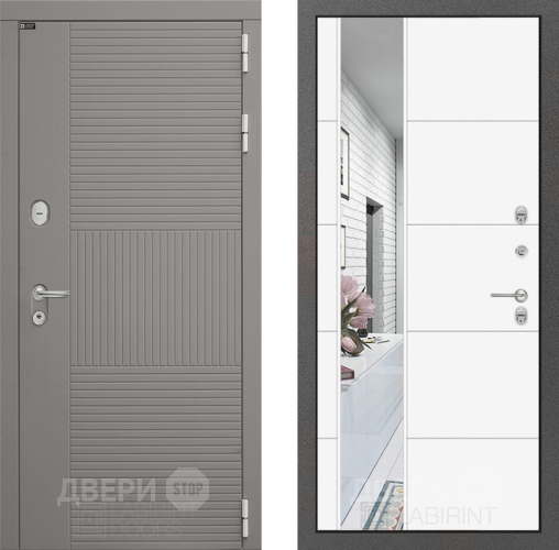 Входная металлическая Дверь Лабиринт (LABIRINT) Формо Зеркало 19 Белый софт в Наро-Фоминске