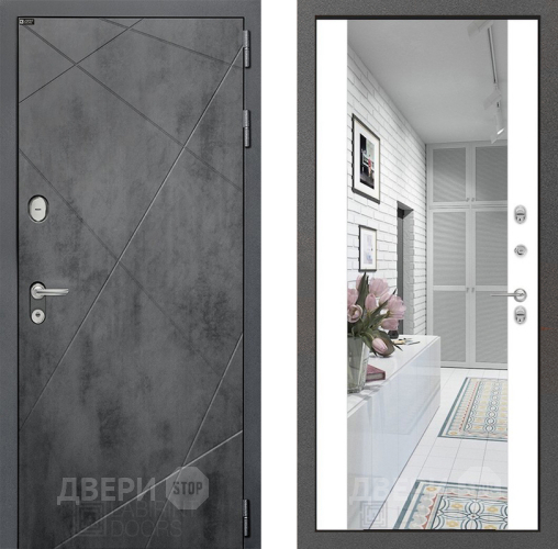 Входная металлическая Дверь Лабиринт (LABIRINT) Лофт Зеркало Максимум Белый софт в Наро-Фоминске