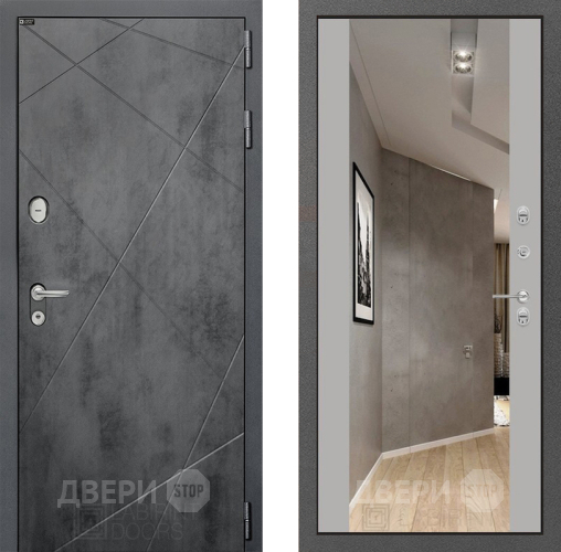 Входная металлическая Дверь Лабиринт (LABIRINT) Лофт Зеркало Максимум Грей софт в Наро-Фоминске