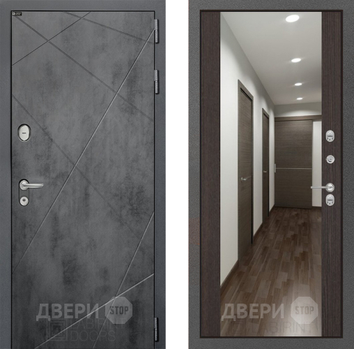 Входная металлическая Дверь Лабиринт (LABIRINT) Лофт Зеркало Максимум Венге в Наро-Фоминске