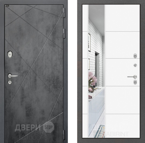 Входная металлическая Дверь Лабиринт (LABIRINT) Лофт Зеркало 19 Белый софт в Наро-Фоминске