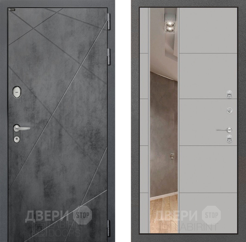 Входная металлическая Дверь Лабиринт (LABIRINT) Лофт Зеркало 19 Грей софт в Наро-Фоминске
