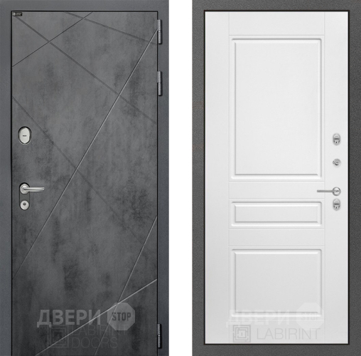 Входная металлическая Дверь Лабиринт (LABIRINT) Лофт 03 Белый софт в Наро-Фоминске
