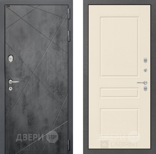Входная металлическая Дверь Лабиринт (LABIRINT) Лофт 03 Крем софт в Наро-Фоминске