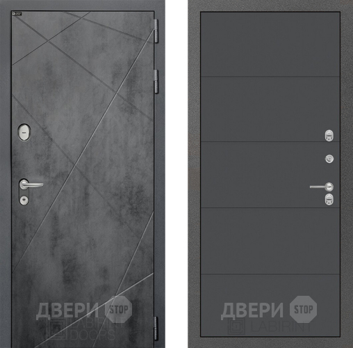 Входная металлическая Дверь Лабиринт (LABIRINT) Лофт 13 Графит софт в Наро-Фоминске