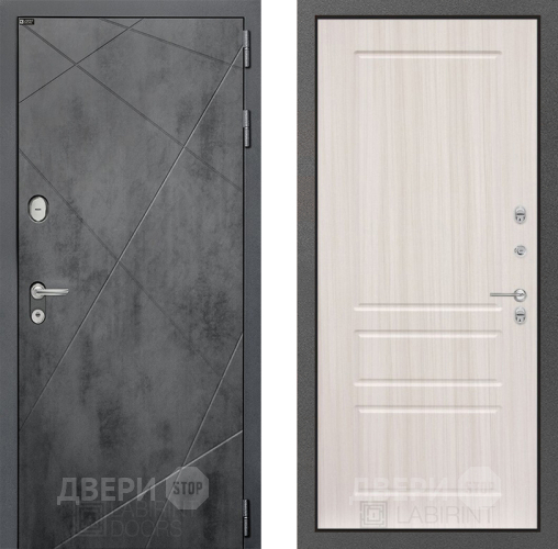 Входная металлическая Дверь Лабиринт (LABIRINT) Лофт 03 Сандал белый в Наро-Фоминске