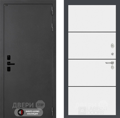 Входная металлическая Дверь Лабиринт (LABIRINT) Acustic 25 Белый софт в Наро-Фоминске