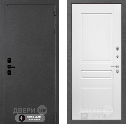 Входная металлическая Дверь Лабиринт (LABIRINT) Acustic 03 Белый софт в Наро-Фоминске