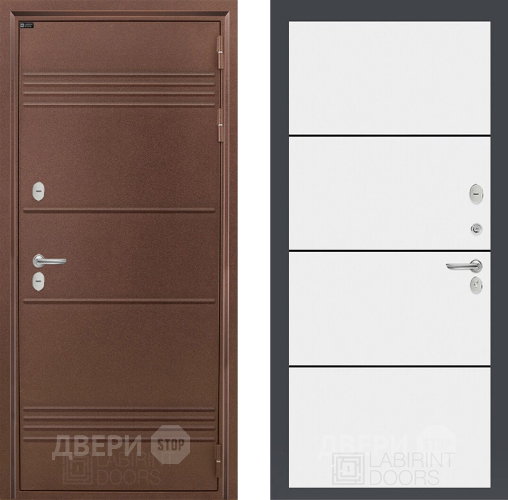 Входная металлическая Дверь Лабиринт (LABIRINT) Термо Лайт 25 Белый софт в Наро-Фоминске