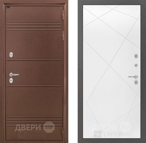 Входная металлическая Дверь Лабиринт (LABIRINT) Термо Лайт 24 Белый софт в Наро-Фоминске