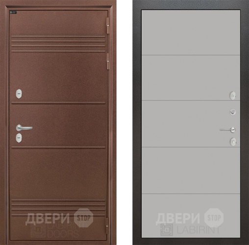 Входная металлическая Дверь Лабиринт (LABIRINT) Термо Лайт 13 Грей софт в Наро-Фоминске