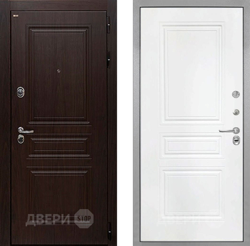 Входная металлическая Дверь Интекрон (INTECRON) Брайтон Тиковое Дерево ФЛ-243 Белый матовый в Наро-Фоминске