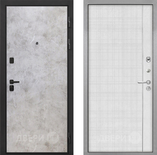 Входная металлическая Дверь Интекрон (INTECRON) Профит Black Мрамор Светлый В-07 с молдингом Лофт белый в Наро-Фоминске