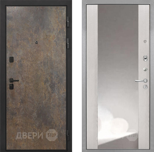 Входная металлическая Дверь Интекрон (INTECRON) Профит Black Гранж ФЛЗ-516 Зеркало Сосна белая в Наро-Фоминске