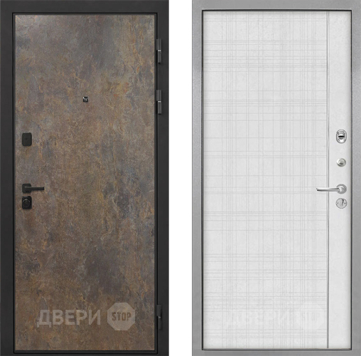 Входная металлическая Дверь Интекрон (INTECRON) Профит Black Гранж В-07 с молдингом Лофт белый в Наро-Фоминске