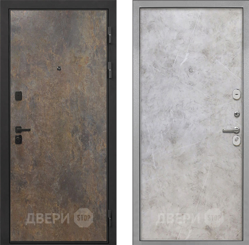Входная металлическая Дверь Интекрон (INTECRON) Профит Black Гранж Гладкая Мрамор светлый в Наро-Фоминске