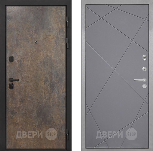 Входная металлическая Дверь Интекрон (INTECRON) Профит Black Гранж Лучи-М Графит софт в Наро-Фоминске