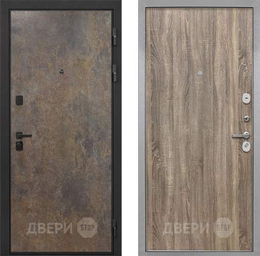 Входная металлическая Дверь Интекрон (INTECRON) Профит Black Гранж Гладкая Дуб турин в Наро-Фоминске