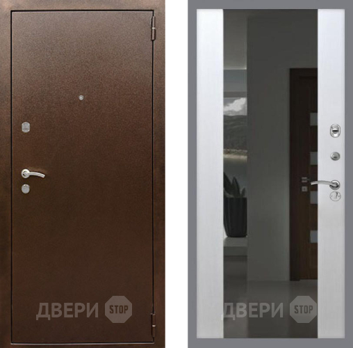 Дверь Рекс (REX) 1А Медный Антик СБ-16 Зеркало Белый ясень в Наро-Фоминске