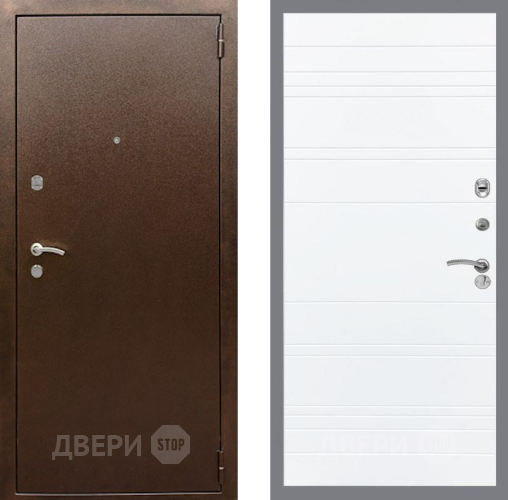 Дверь Рекс (REX) 1А Медный Антик Line Силк Сноу в Наро-Фоминске