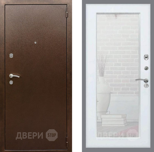 Дверь Рекс (REX) 1А Медный Антик Зеркало Пастораль Белый ясень в Наро-Фоминске