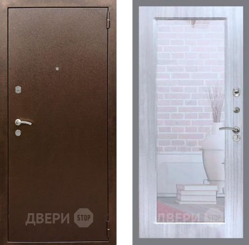 Входная металлическая Дверь Рекс (REX) 1А Медный Антик Зеркало Пастораль Сандал белый в Наро-Фоминске