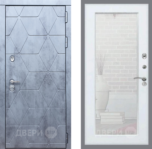 Входная металлическая Дверь Рекс (REX) 28 Зеркало Пастораль Белый ясень в Наро-Фоминске