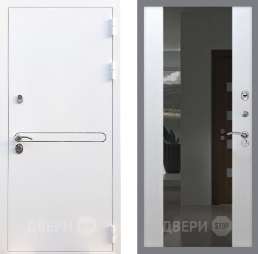 Входная металлическая Дверь Рекс (REX) 27 СБ-16 Зеркало Белый ясень в Наро-Фоминске
