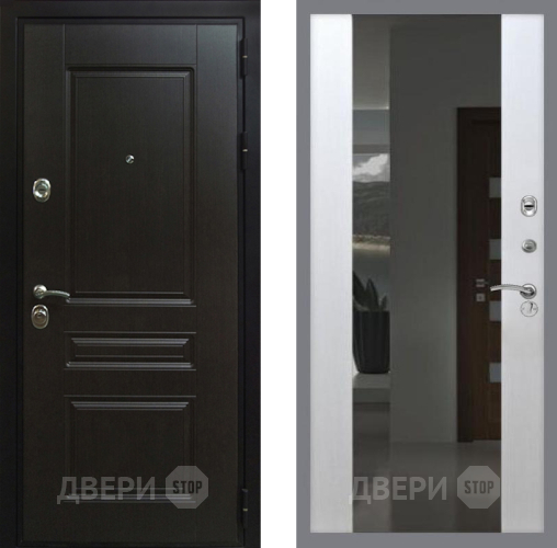 Дверь Рекс (REX) Премиум-Н СБ-16 Зеркало Белый ясень в Наро-Фоминске