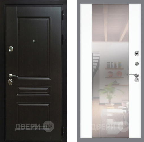 Входная металлическая Дверь Рекс (REX) Премиум-Н СБ-16 Зеркало Силк Сноу в Наро-Фоминске