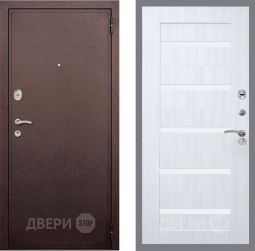 Входная металлическая Дверь Рекс (REX) 2 Медный Антик СБ-14 стекло белое Сандал белый в Наро-Фоминске
