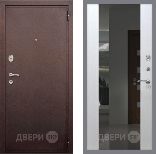 Дверь Рекс (REX) 2 Медный Антик СБ-16 Зеркало Белый ясень в Наро-Фоминске