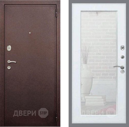 Дверь Рекс (REX) 2 Медный Антик Зеркало Пастораль Белый ясень в Наро-Фоминске