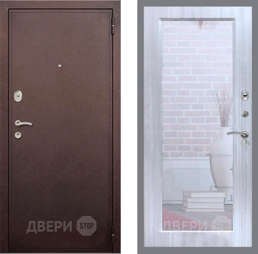 Входная металлическая Дверь Рекс (REX) 2 Медный Антик Зеркало Пастораль Сандал белый в Наро-Фоминске