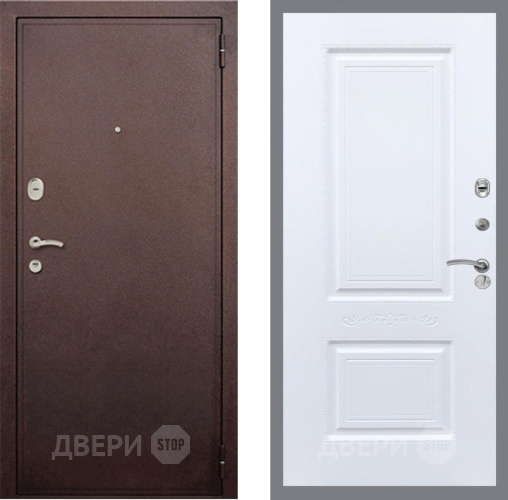 Дверь Рекс (REX) 2 Медный Антик Смальта Силк Сноу в Наро-Фоминске