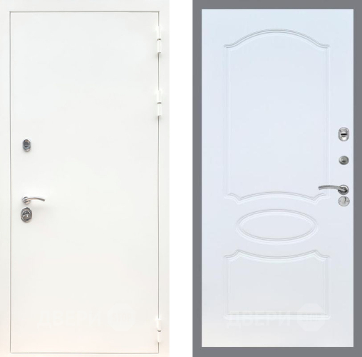 Входная металлическая Дверь Рекс (REX) 5 Белая Шагрень FL-128 Белый ясень в Наро-Фоминске