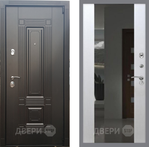 Входная металлическая Дверь Рекс (REX) 9 СБ-16 Зеркало Белый ясень в Наро-Фоминске