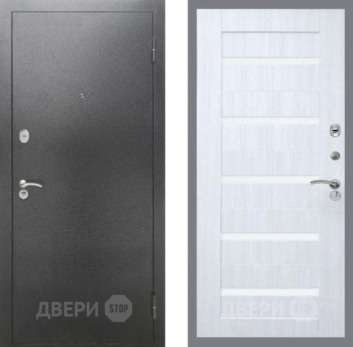 Входная металлическая Дверь Рекс (REX) 2А Серебро Антик СБ-14 стекло белое Сандал белый в Наро-Фоминске